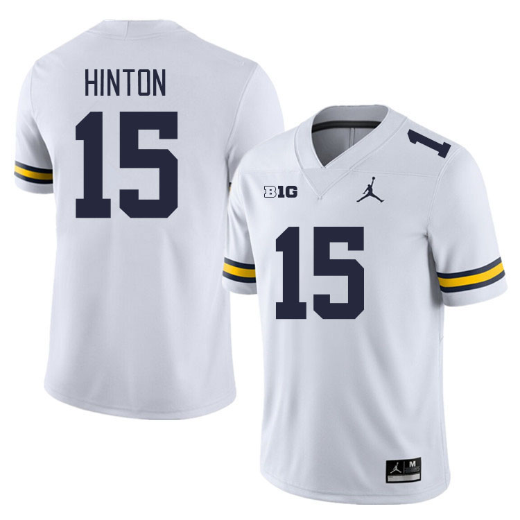 Michigan Wolverines #15 Christopher Hinton College Football Jerseys Stitched Sale-White